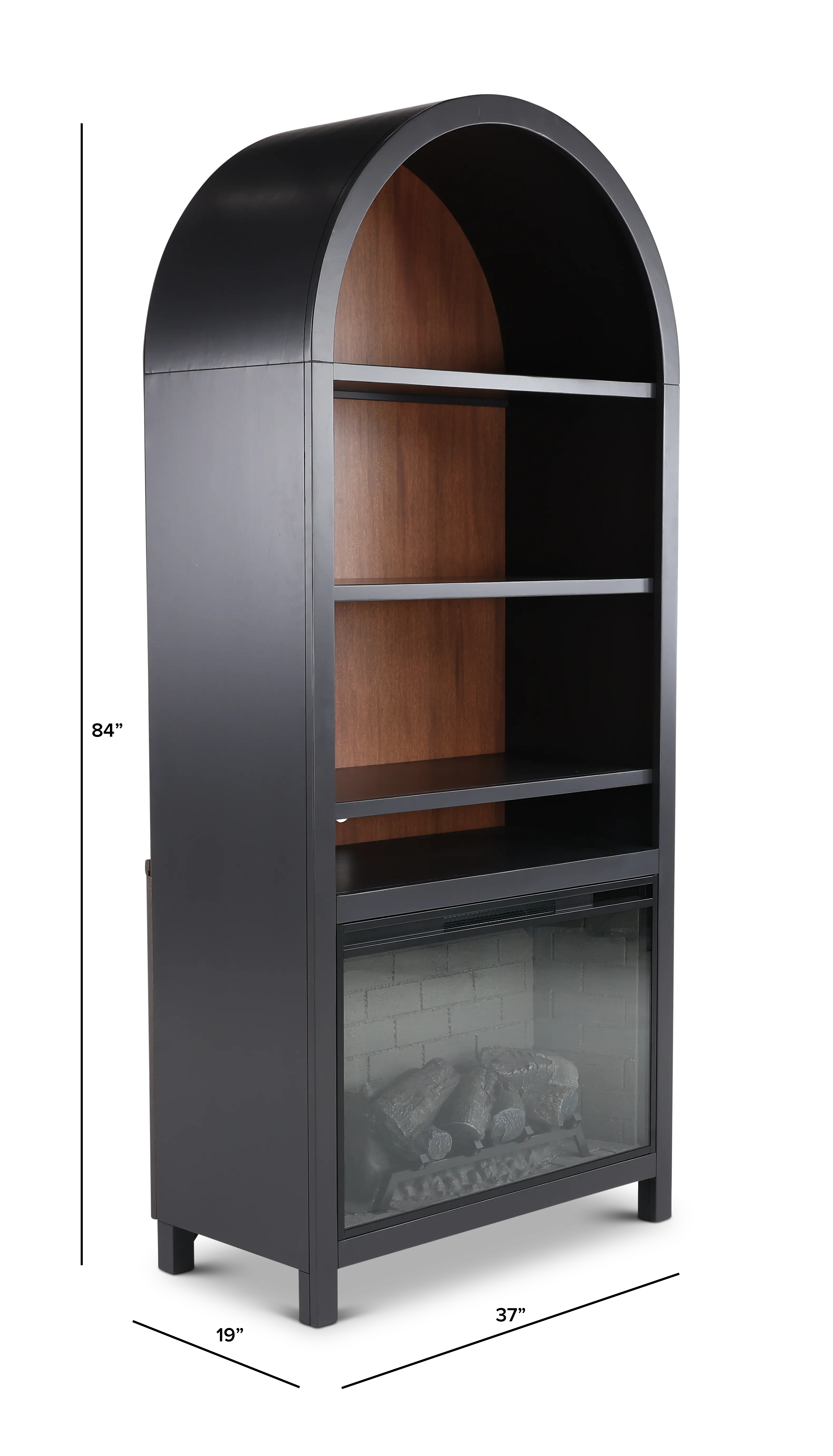 Chill Black Arch Fireplace Bookcase-3