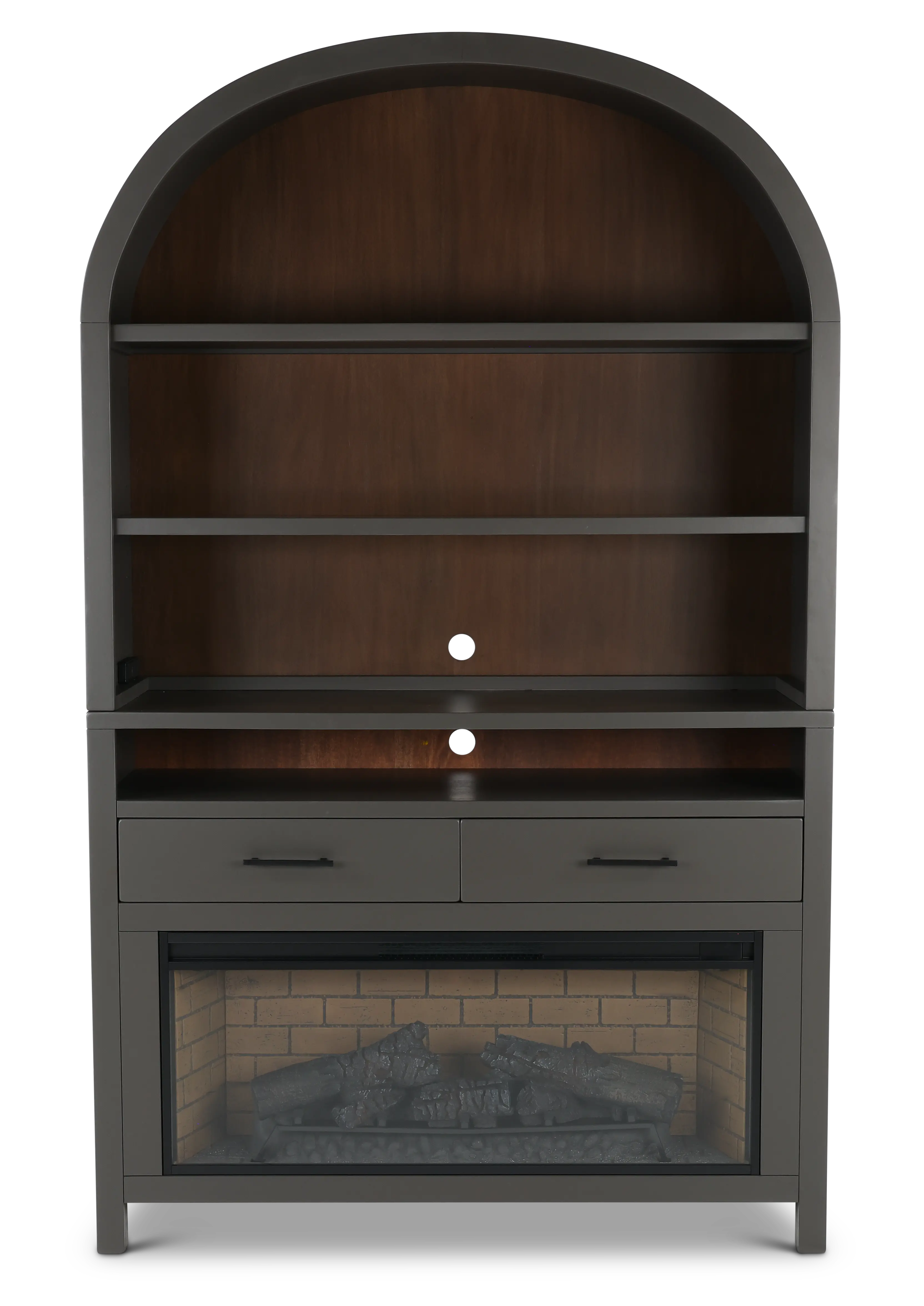 Chill Gray Wide Arch Fireplace Bookcase-1