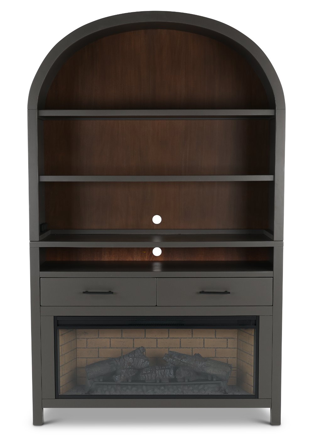 Chill Gray Wide Arch Fireplace Bookcase