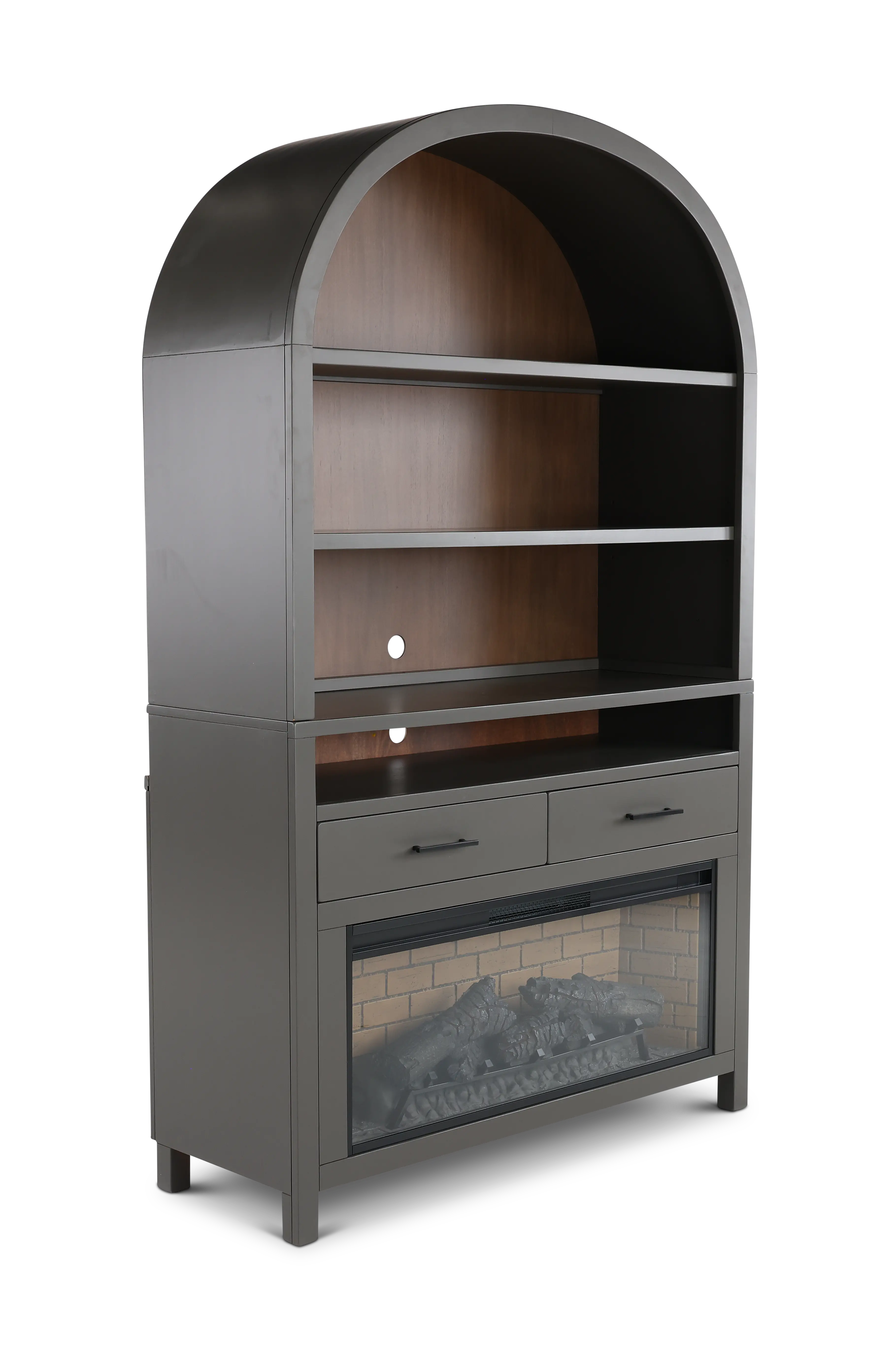 Chill Gray Wide Arch Fireplace Bookcase-3