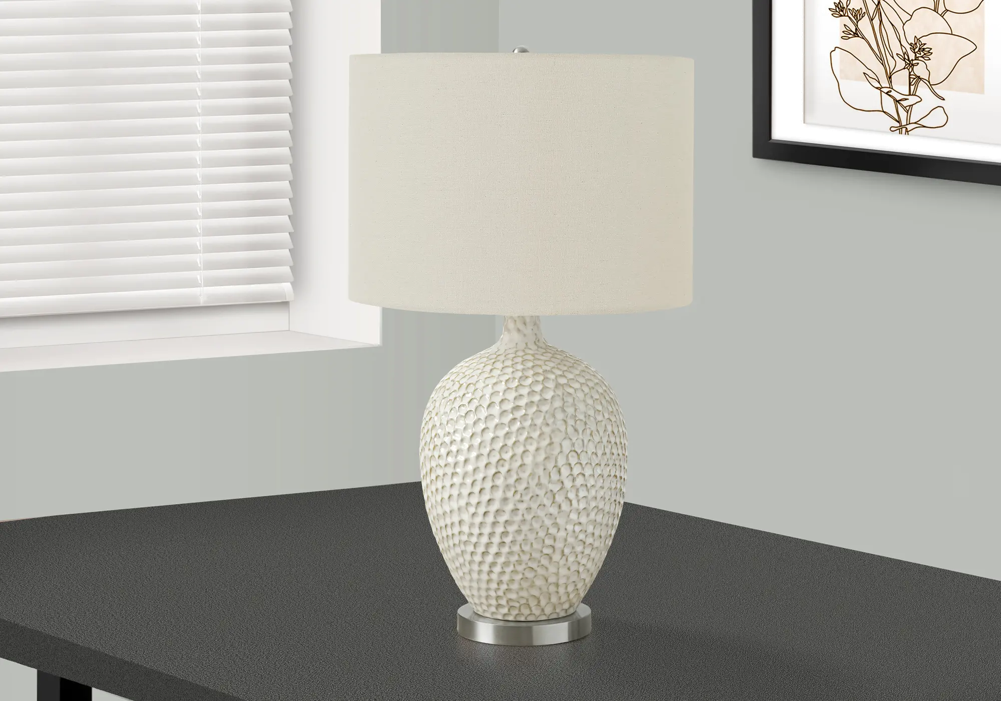 28 Inch Cream Ceramic Table Lamp-2