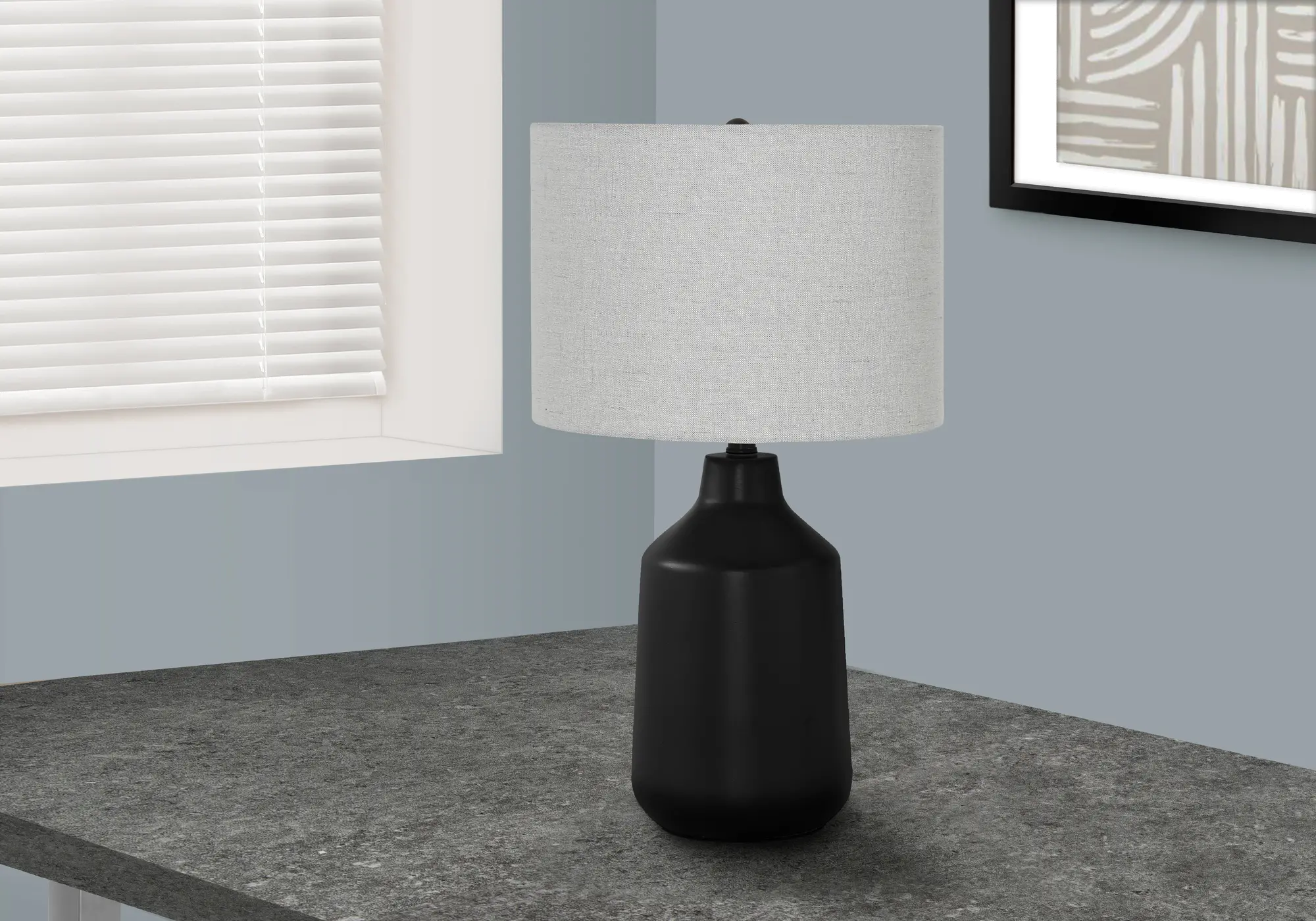24 Inch Black Concrete Table Lamp-1