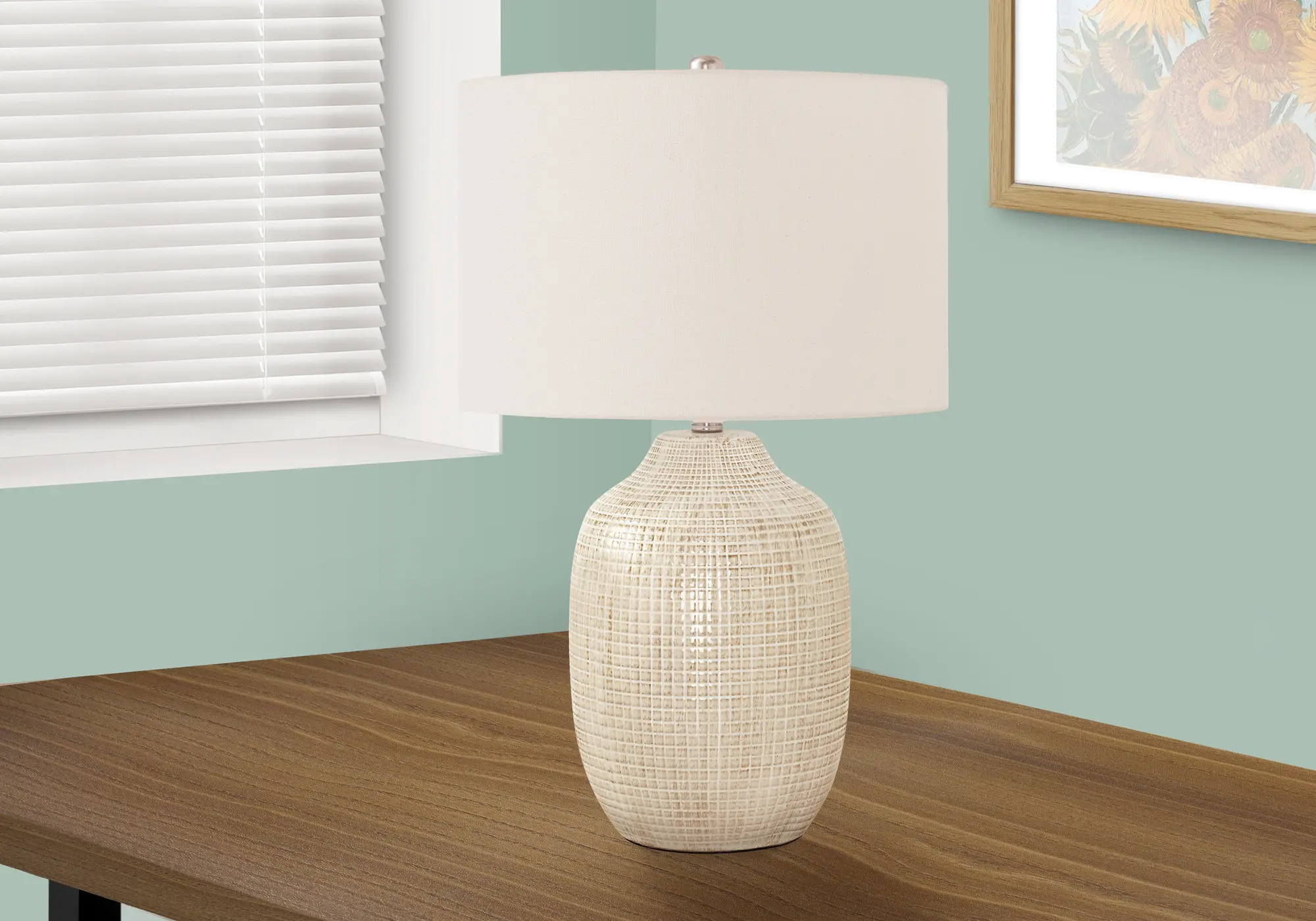 26 Inch Cream Ceramic Table Lamp-2