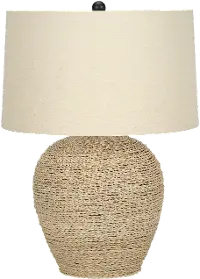 25 Inch Rattan Beige Table Lamp