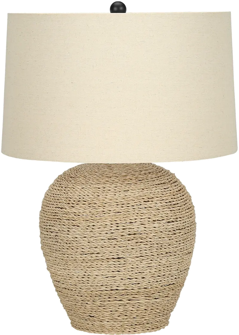 25 Inch Rattan Beige Table Lamp