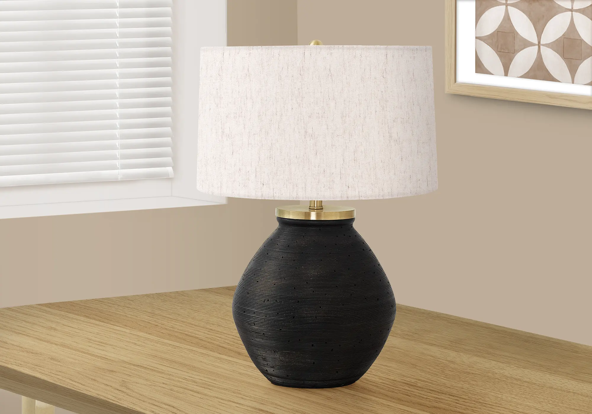 25 Inch Black Concrete Table Lamp-2
