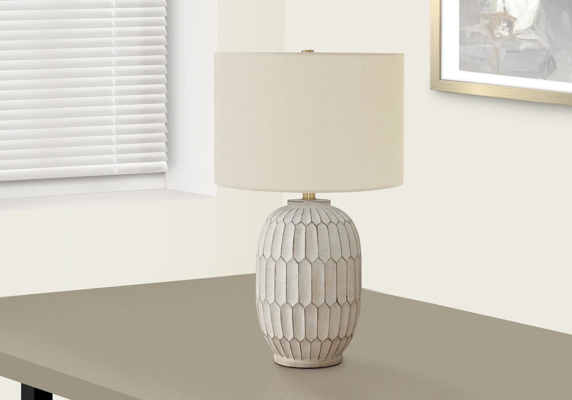 24 Inch Cream Resin Table Lamp-2