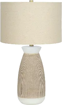 27 Inch Cream and Beige Ceramic Table Lamp