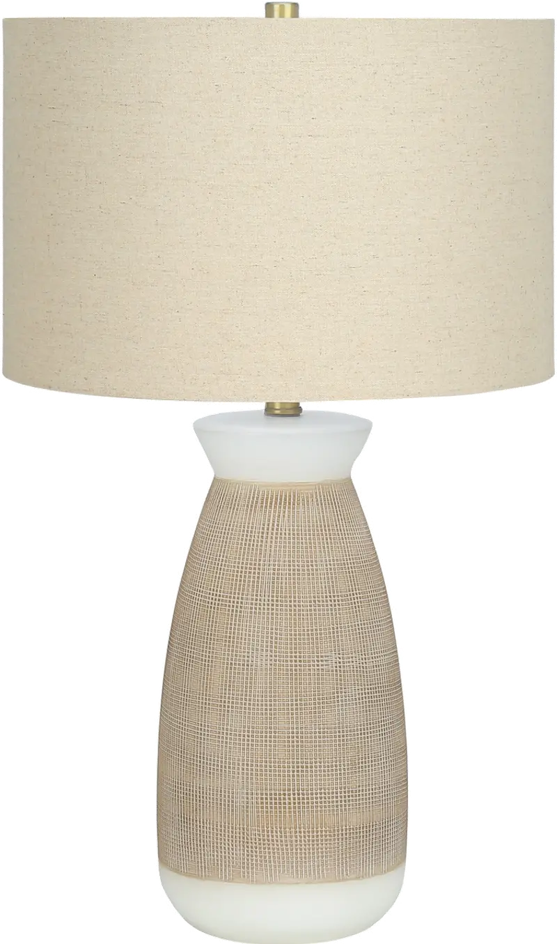 27 Inch Cream and Beige Ceramic Table Lamp