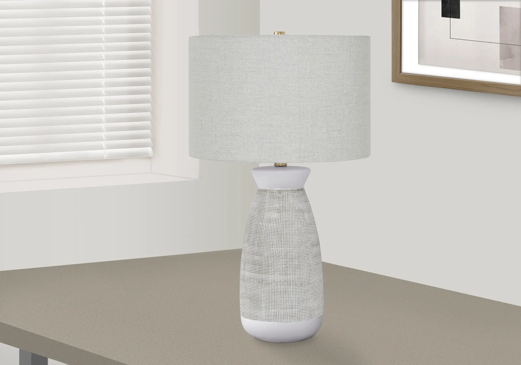 27 Inch White and Gray Ceramic Table Lamp-2