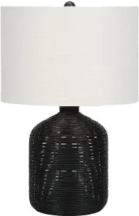23 Inch Black Rattan Table Lamp
