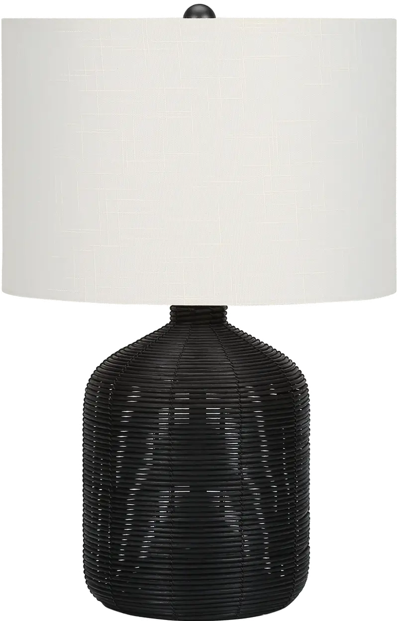 23 Inch Black Rattan Table Lamp