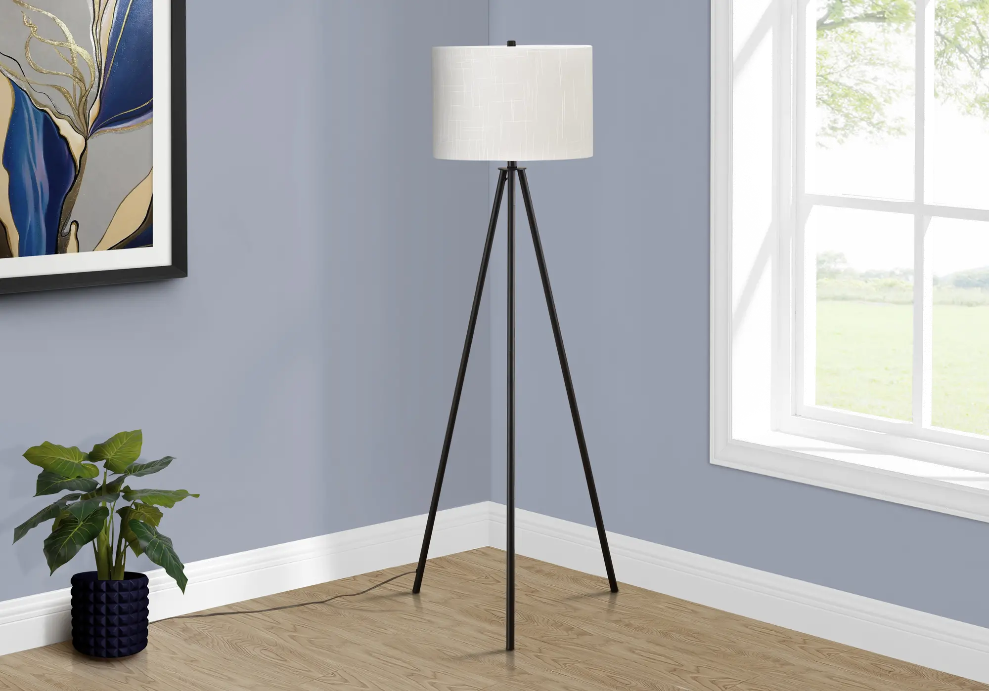 63 Inch Black Metal Floor Lamp-2