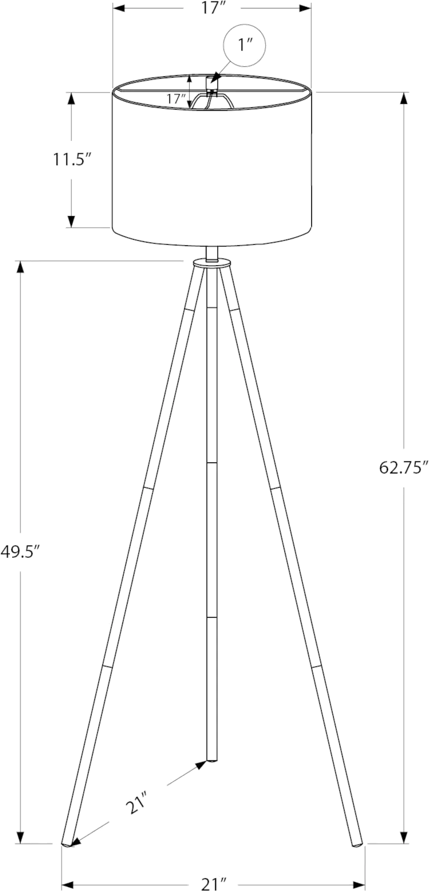 63 Inch Black Metal Floor Lamp-3