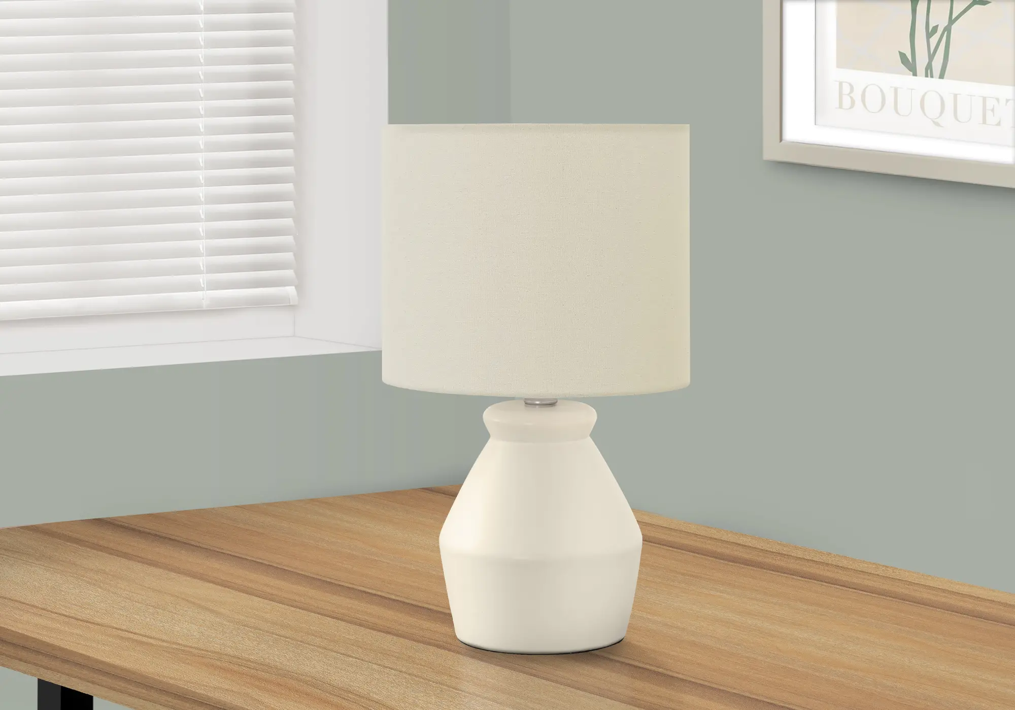 17-Inch Cream Ceramic Table Lamp-2