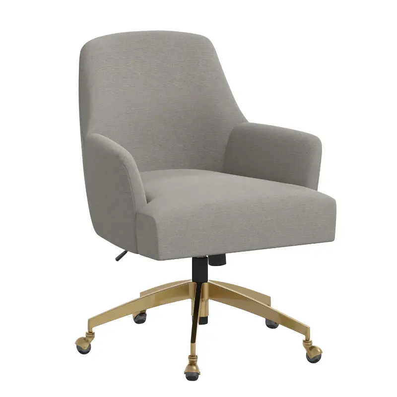 Shelby Linen Gray Office Chair with Gold Base