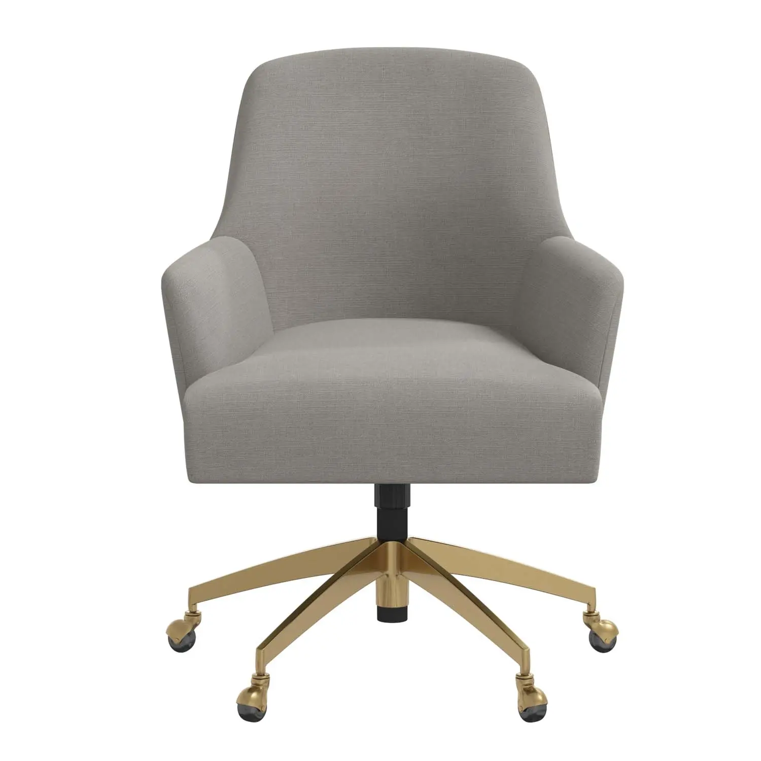 78-9GLDLNNGR Shelby Linen Gray Office Chair with Gold Base-2