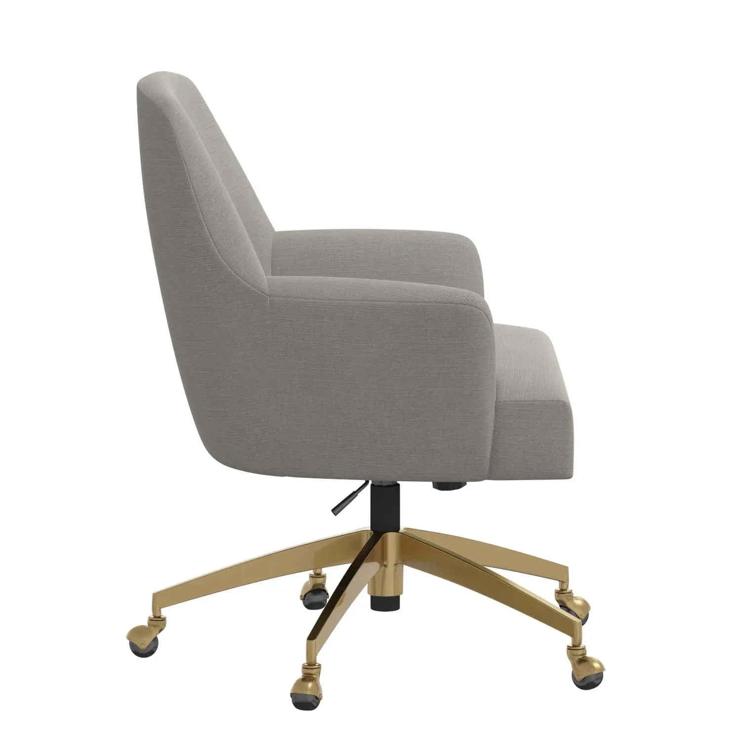 78-9GLDLNNGR Shelby Linen Gray Office Chair with Gold Base-3