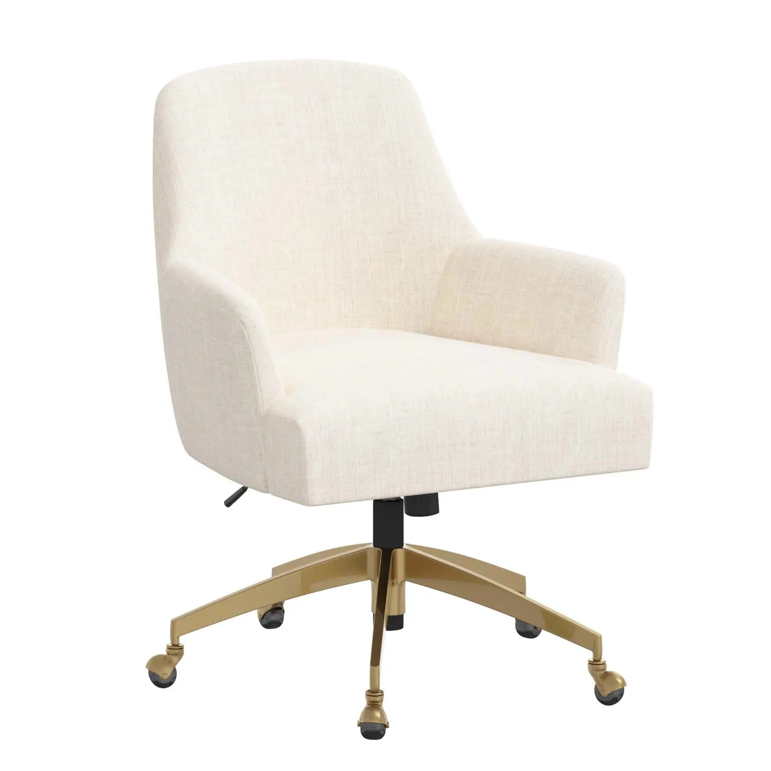 78-9GLDLNNTLC Shelby Linen Talc Office Chair with Gold Base-1
