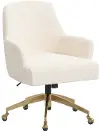 78-9GLDLNNTLC Shelby Linen Talc Office Chair with Gold Base