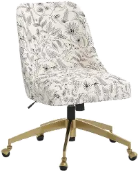 84-9GLDRPCAVBLKCRMLCB Rifle Paper Co. Oxford Aviary Cream & Black Office Chair