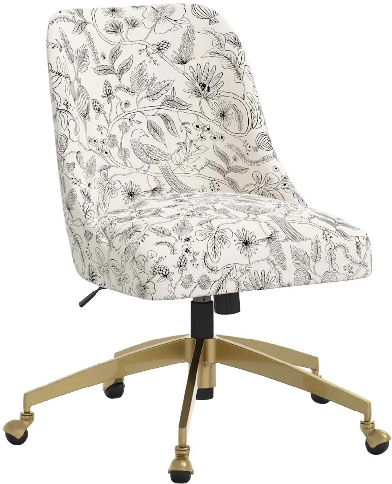 Rifle Paper Co. Oxford Aviary Cream & Black Office Chair