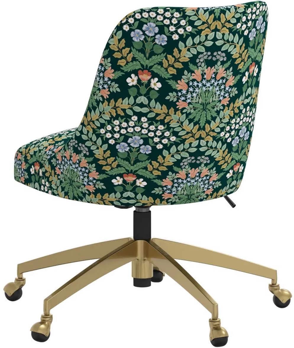 84-9GLDRPCBREMRLCB Rifle Paper Co. Oxford Bramble Emerald Office Chair-3