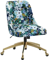 84-9GLDRPCGRPRBLULCB Rifle Paper Co. Oxford Garden Party Blue Office Chair