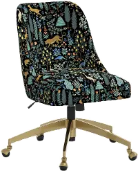 84-9GLDRPCMNBLKLCB Rifle Paper Co. Oxford Menagerie Black Office Chair