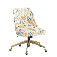 84-9GLDRPCMRMLTLCB Rifle Paper Co. Oxford Multi Color Floral Office Chair