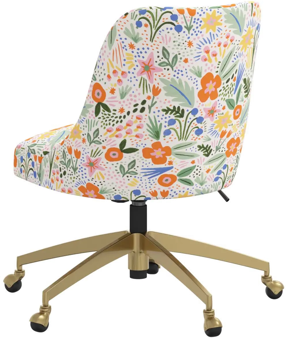 84-9GLDRPCMRMLTLCB Rifle Paper Co. Oxford Multi Color Floral Office Chair-5