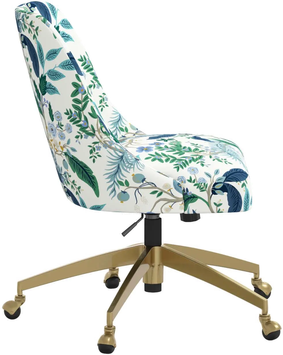 84-9GLDRPCPCBLWHLCB Rifle Paper Co. Oxford Blue Peacock Office Chair-2