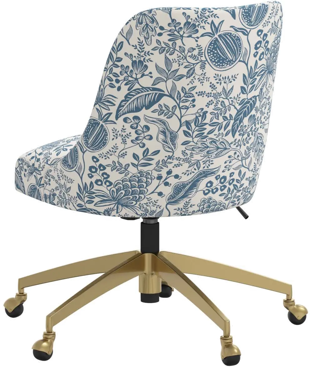 84-9GLDRPCPMBLULCB Rifle Paper Co. Oxford Blue Pomegranate Office Chair-3