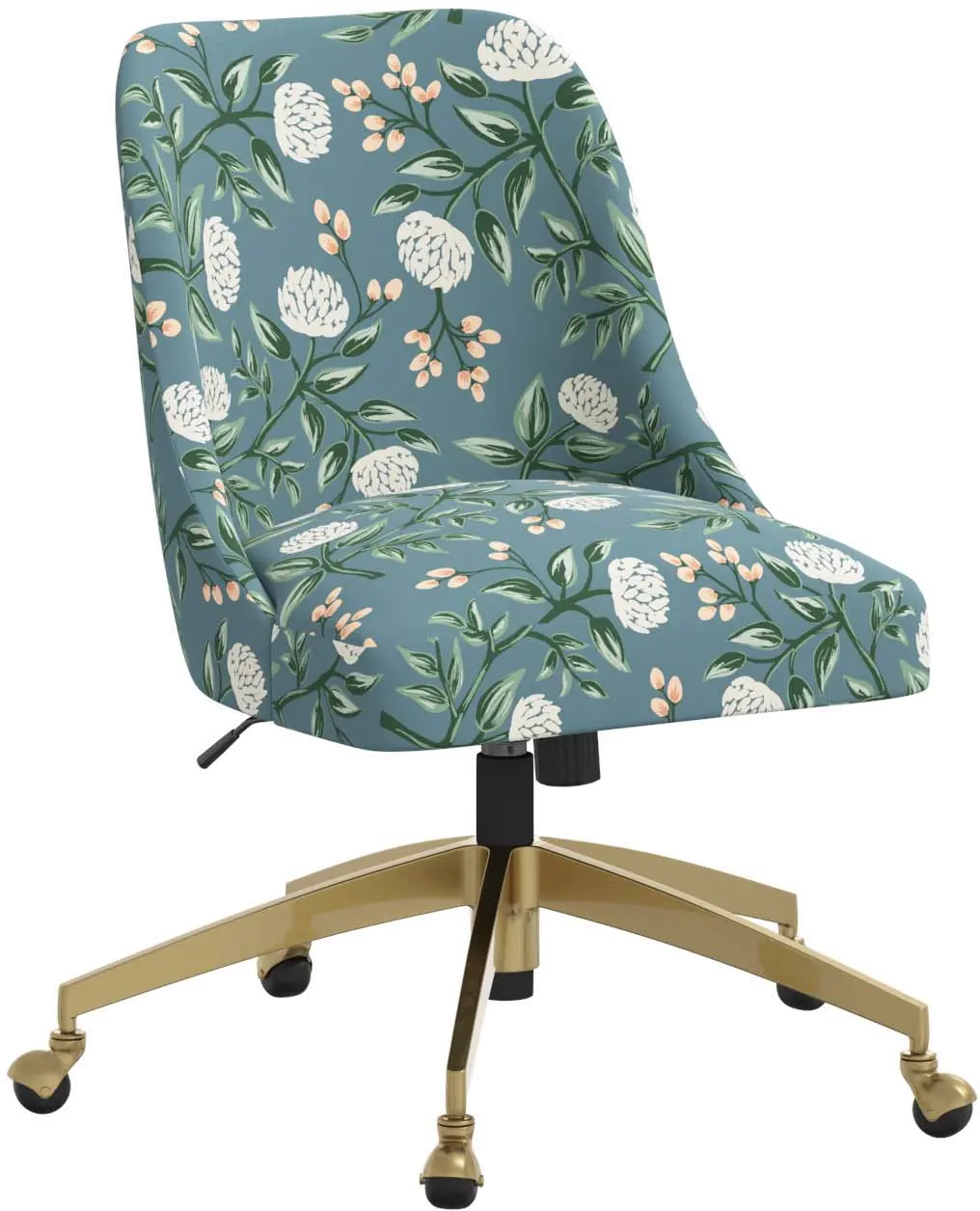 84-9GLDRPCPNEMRLCB Rifle Paper Co. Oxford Emerald Peonies Office Chair-1