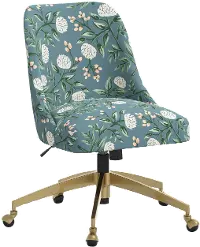 84-9GLDRPCPNEMRLCB Rifle Paper Co. Oxford Emerald Peonies Office Chair