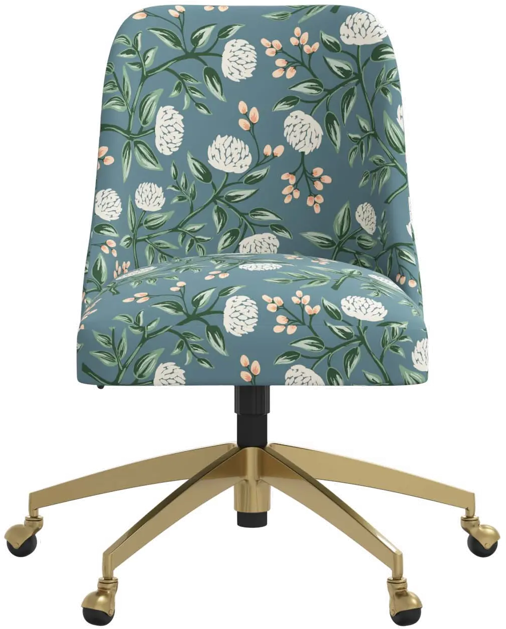 84-9GLDRPCPNEMRLCB Rifle Paper Co. Oxford Emerald Peonies Office Chair-4