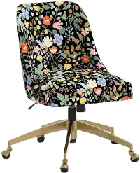 84-9GLDRPCSTFLBLKLCB Rifle Paper Co. Oxford Black Strawberry Fields Office Chair