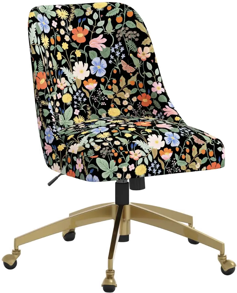 Rifle Paper Co. Oxford Black Strawberry Fields Office Chair