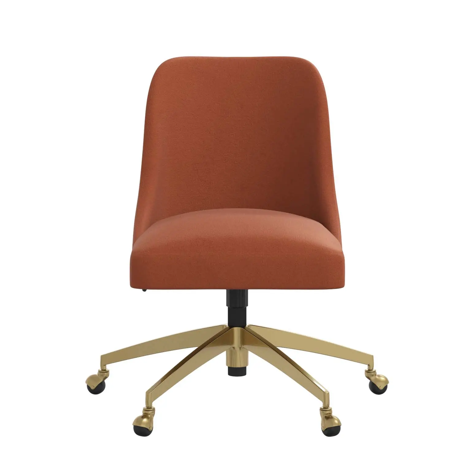 84-9GLDVLVBRNORN Angela Velvet Burnt Orange Gold Base Office Chair-1