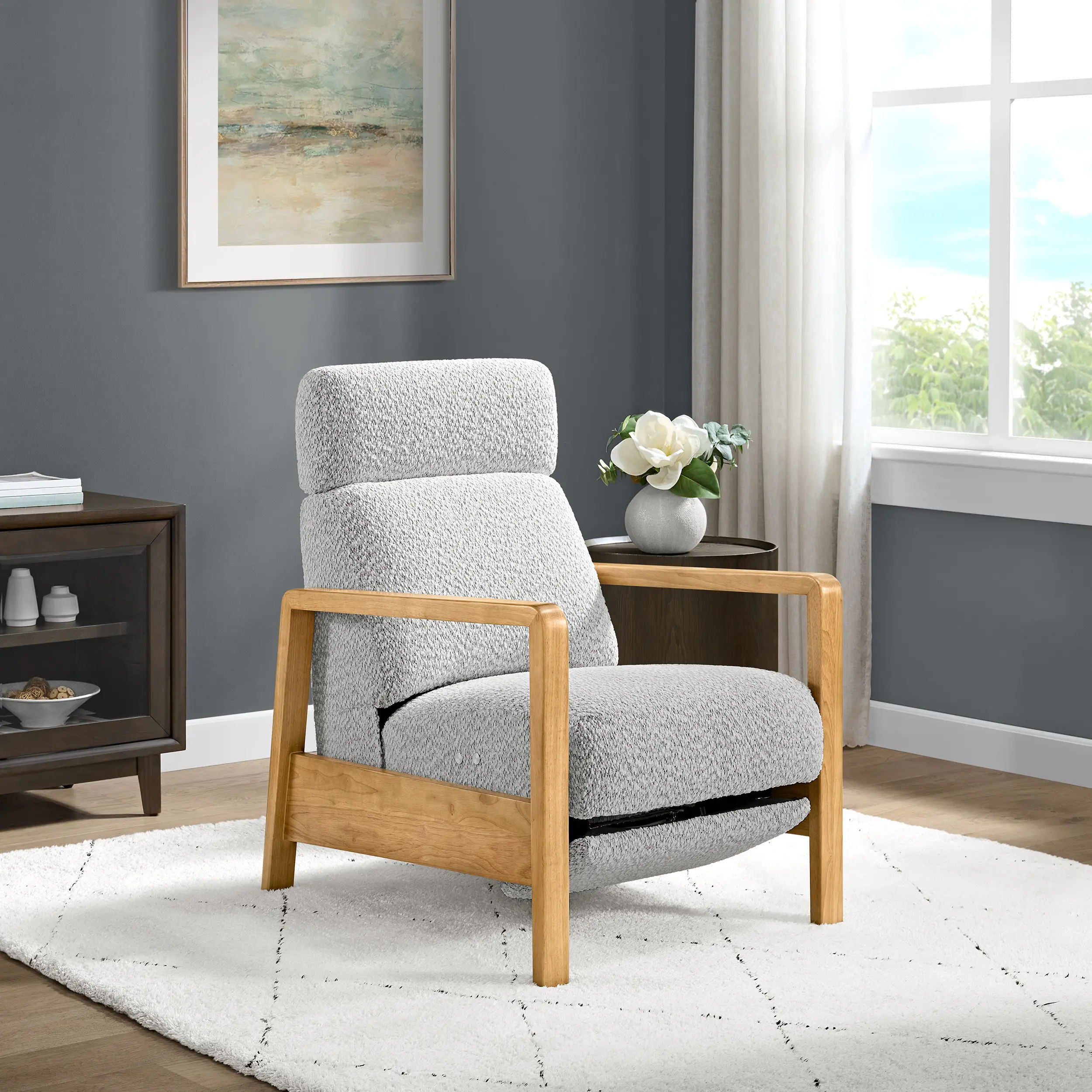 Azalea Shadow Gray Power Recliner with Power Headrest-2
