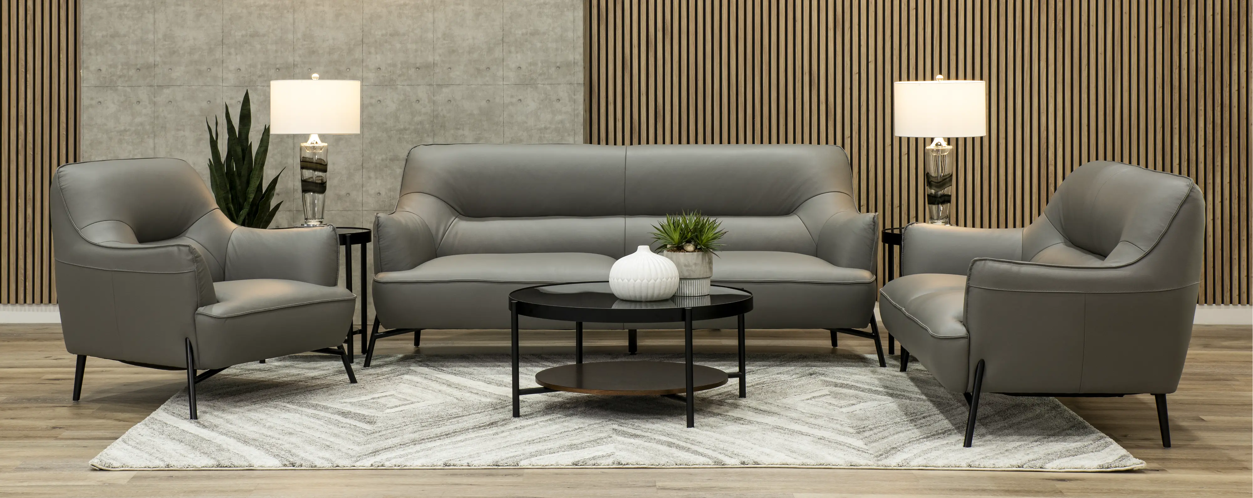 Sassari Gray Leather Sofa-2