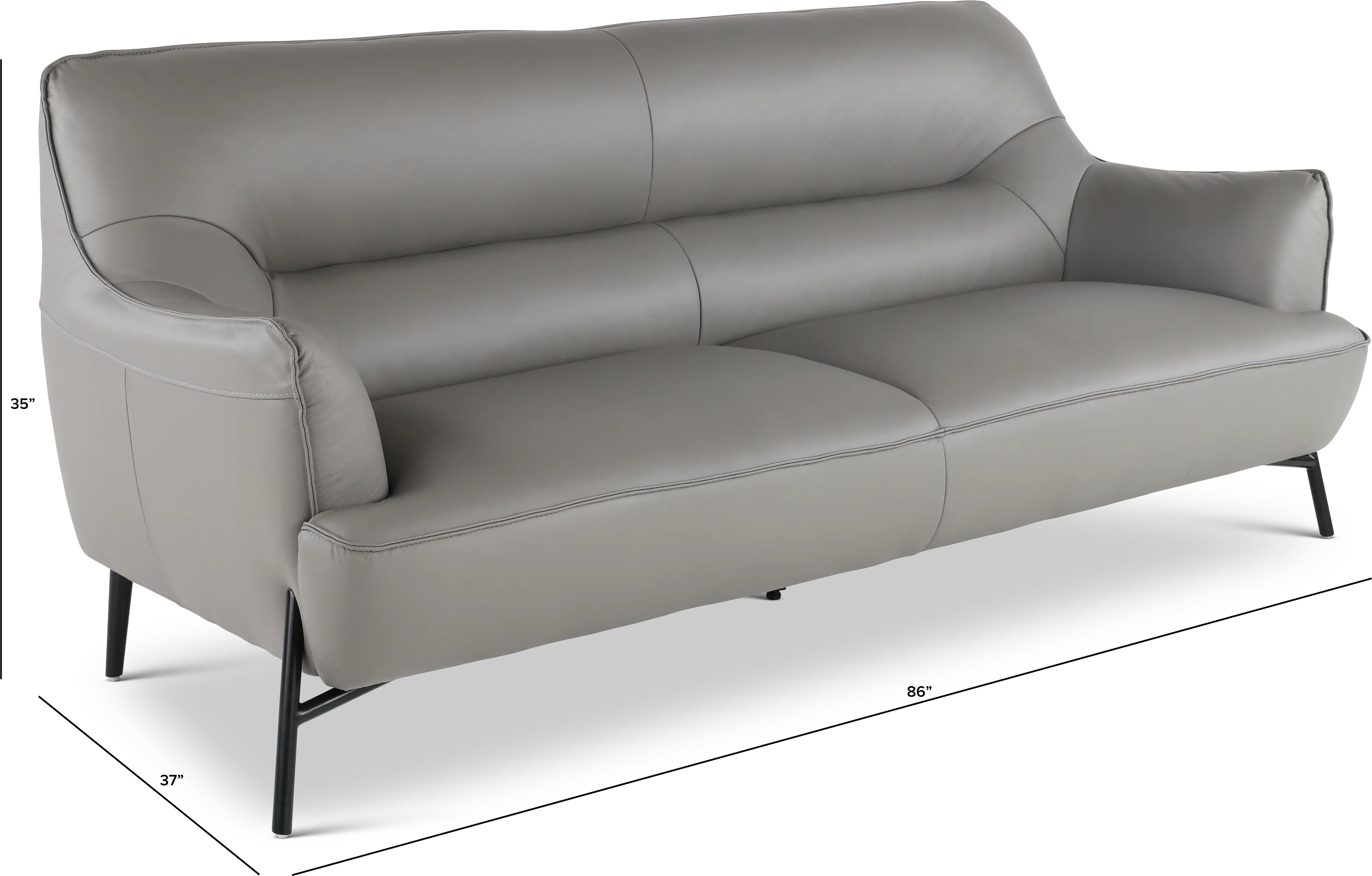 Sassari Gray Leather Sofa-3