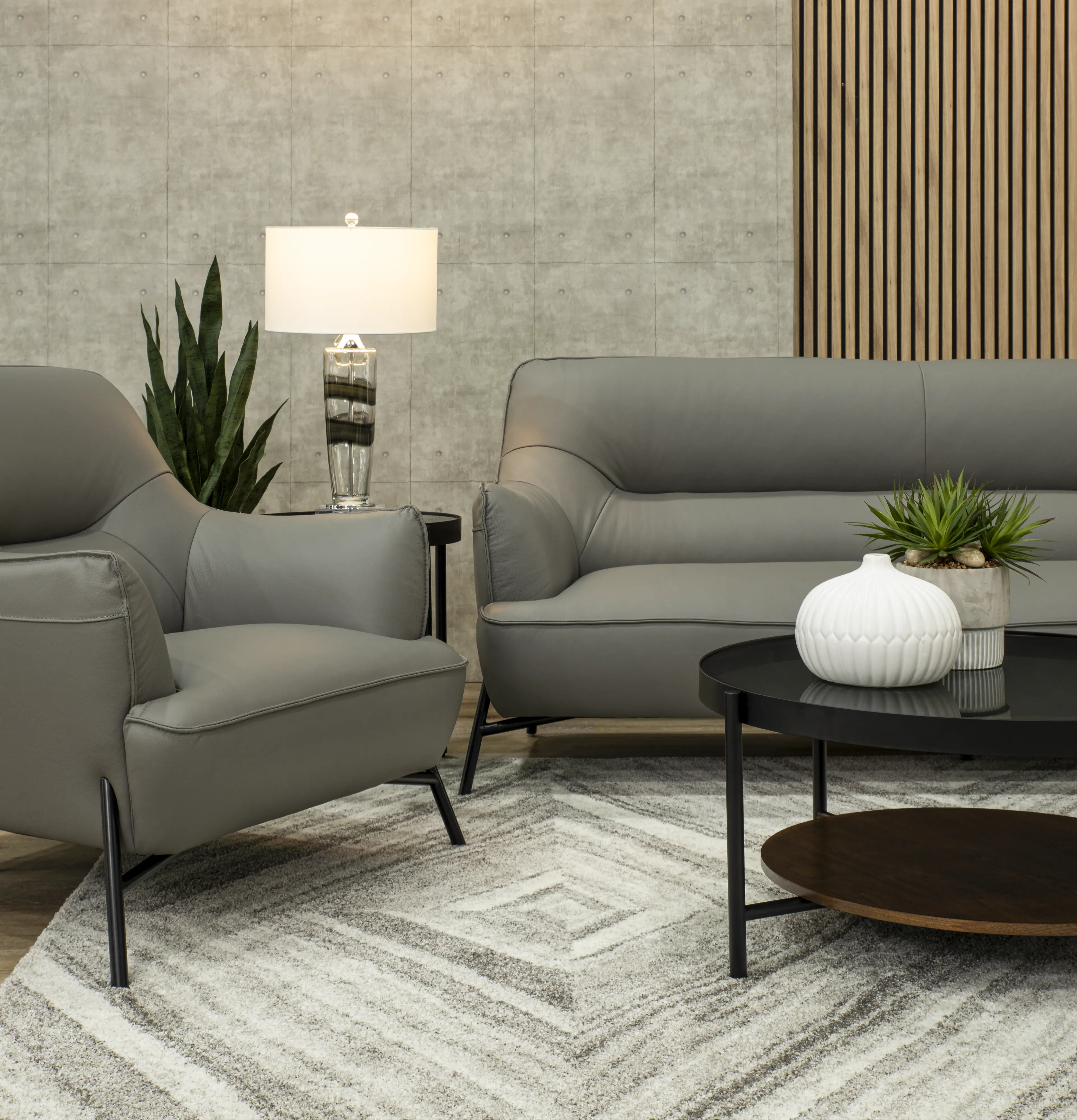 Sassari Gray Leather Sofa-9