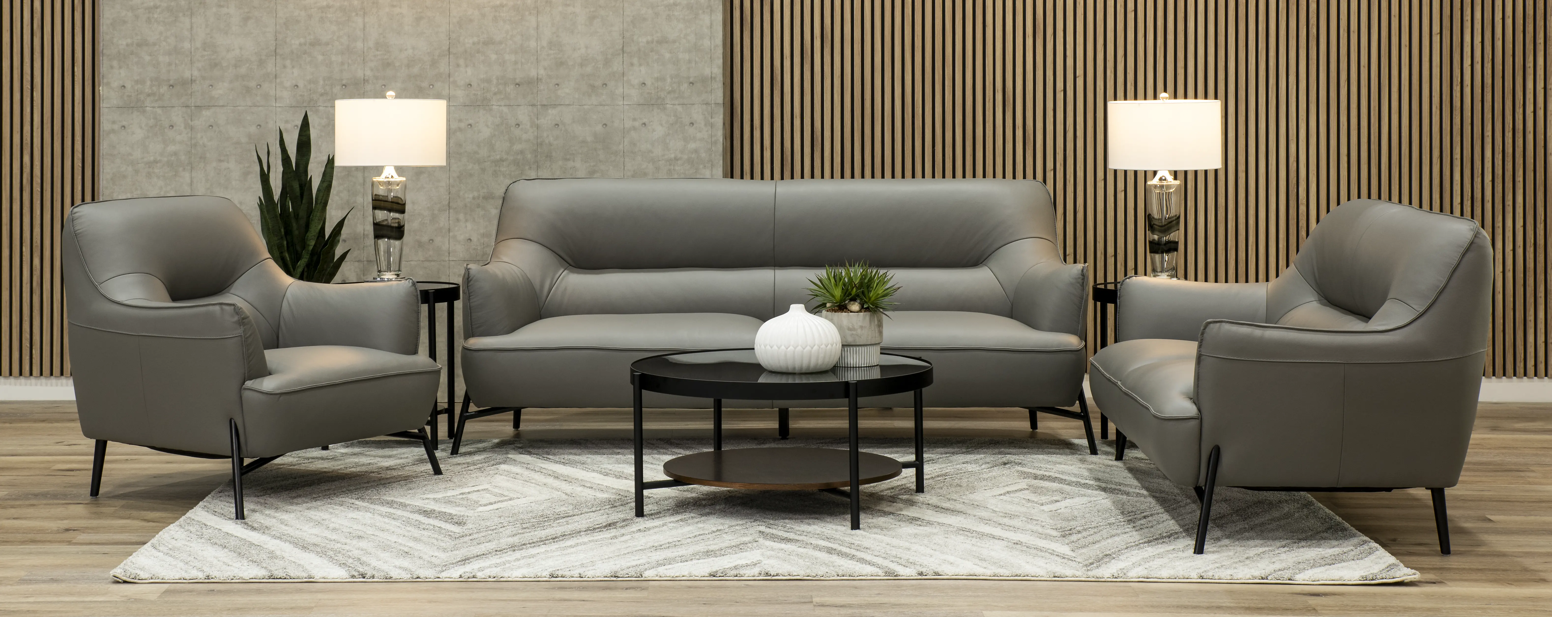 Sassari Gray Leather Loveseat-2