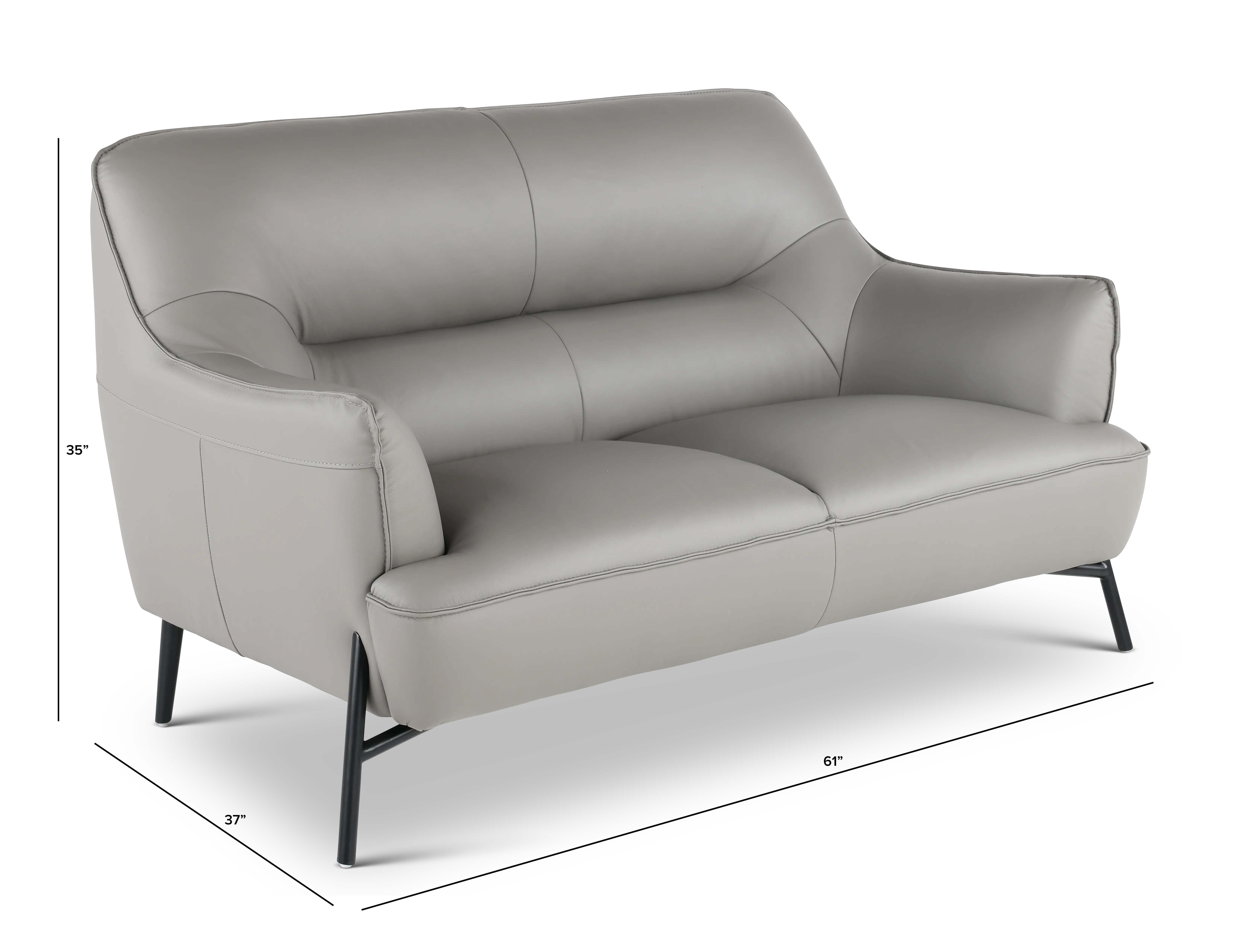 Sassari Gray Leather Loveseat-3