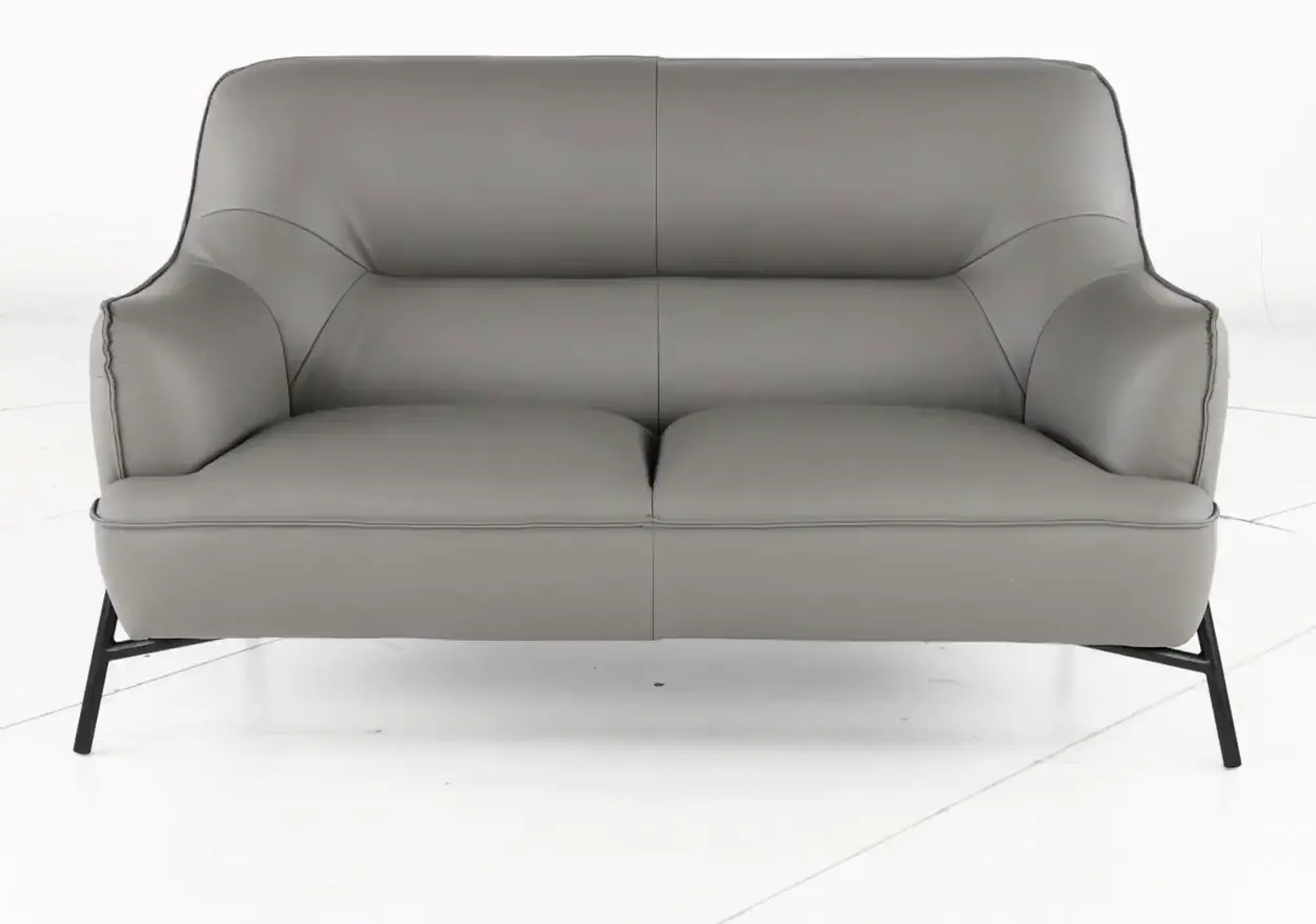 Sassari Gray Leather Loveseat-5