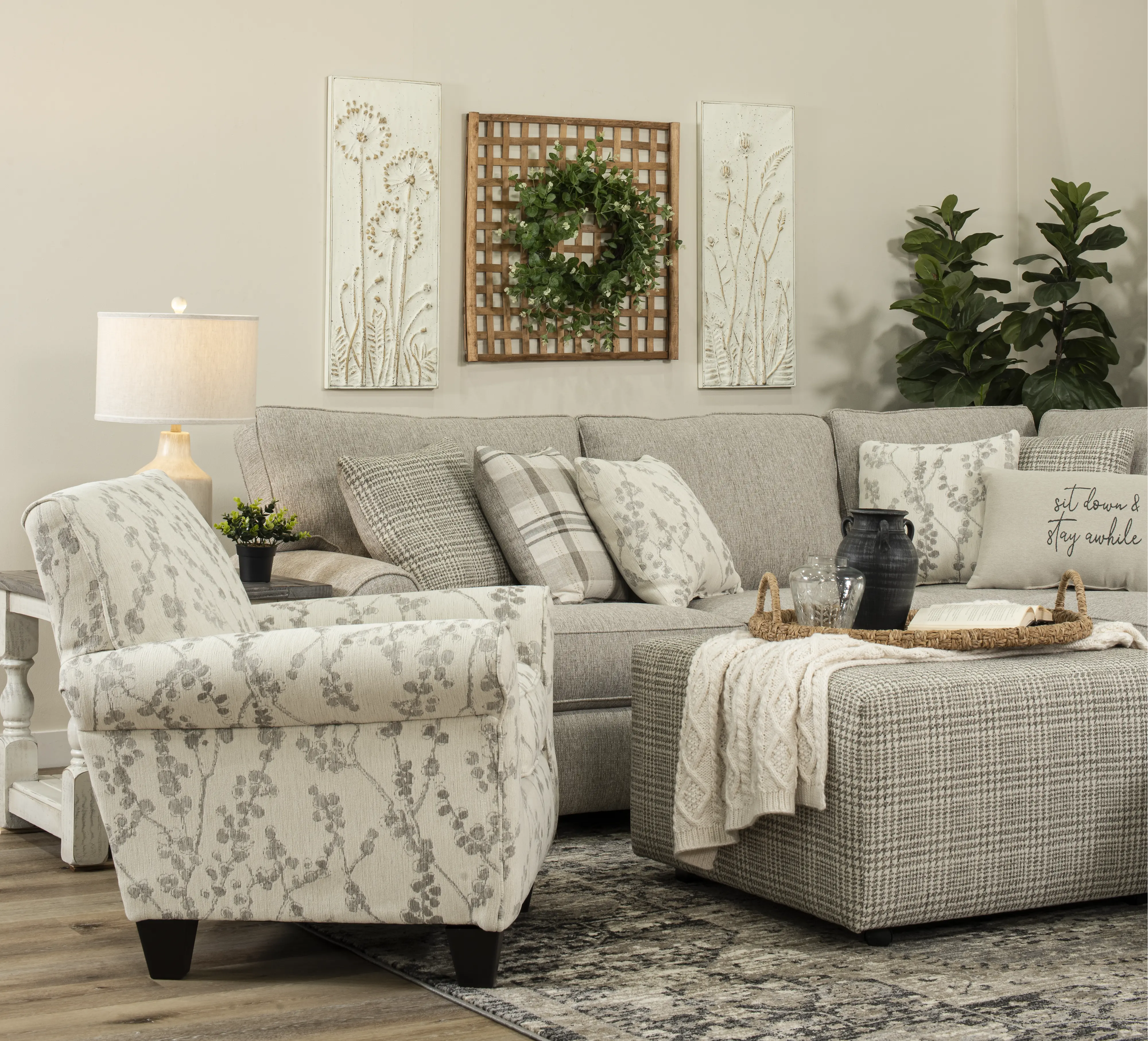 Celadon Linen White and Gray Accent Chair-2