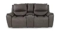 True Grit Greystone Power Reclining Loveseat with Console