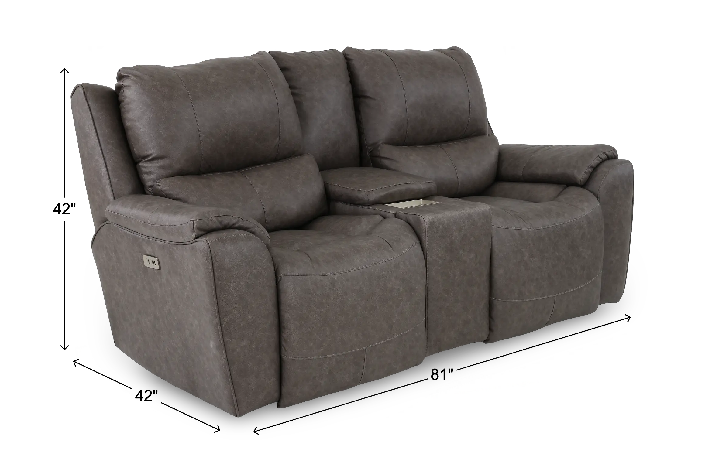True Grit Greystone Power Reclining Loveseat with Console-3