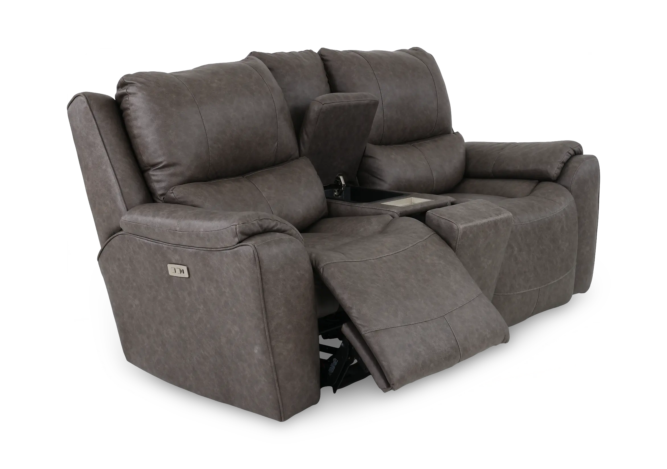 True Grit Greystone Power Reclining Loveseat with Console-5